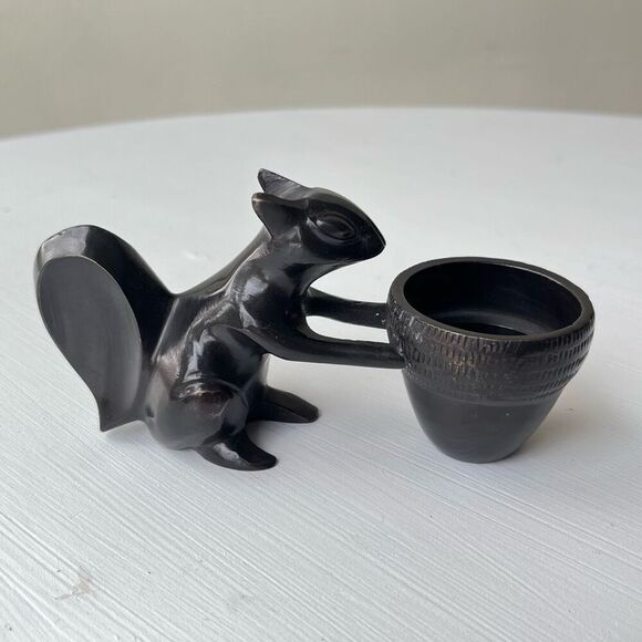 Crate & Barrel Antiqued Solid Brass Squirrel & Acorn Votive Holder - Picture 2 of 9